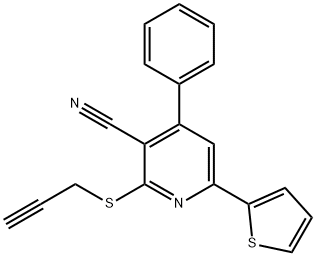 4-phenyl-2-(2-propynylsulfanyl)-6-(2-thienyl)nicotinonitrile Struktur