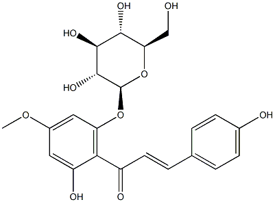 (E)-4,6'-Dihydroxy-2'-(β-D-glucopyranosyloxy)-4'-methoxychalcone Struktur