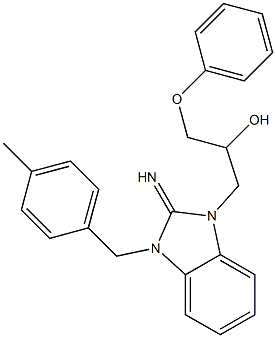 1-[2-imino-3-(4-methylbenzyl)-2,3-dihydro-1H-benzimidazol-1-yl]-3-phenoxy-2-propanol Structure