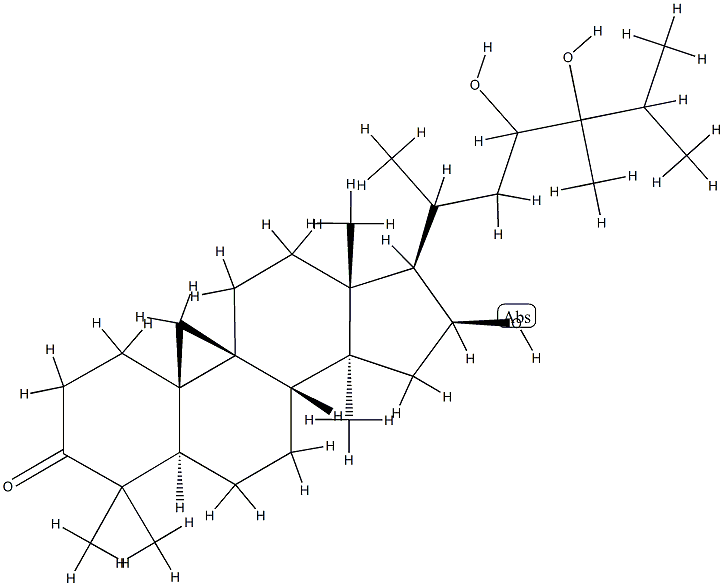 (20ξ)-16β,23,24-Trihydroxy-24-methyl-9β,19-cyclo-5α-lanostan-3-one 结构式