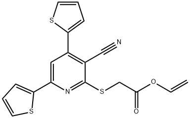 vinyl {[3-cyano-4,6-di(2-thienyl)-2-pyridinyl]sulfanyl}acetate Struktur