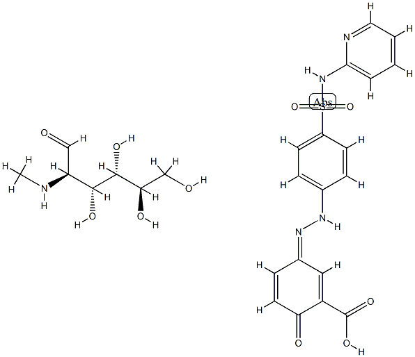 2-(メチルアミノ)-2-デオキシ-D-グルコース・2-ヒドロキシ-5-[[4-[(2-ピリジルアミノ)スルホニル]フェニル]アゾ]安息香酸 化学構造式