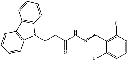 (E)-3-(9H-carbazol-9-yl)-N-(2-chloro-6-fluorobenzylidene)propanehydrazide Struktur