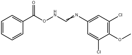 3,5-ジクロロ-4-メトキシ-N'-(ベンゾイルオキシ)ベンゼンカルボイミドアミド 化学構造式
