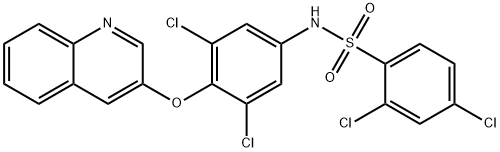 N-[3,5-ジクロロ-4-[(3-キノリル)オキシ]フェニル]-2,4-ジクロロベンゼンスルホンアミド 化学構造式