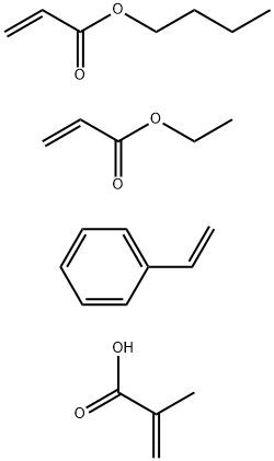 2-Propenoic acid, 2-methyl-, polymer with butyl 2-propenoate, ethenylbenzene and ethyl 2-propenoate Struktur