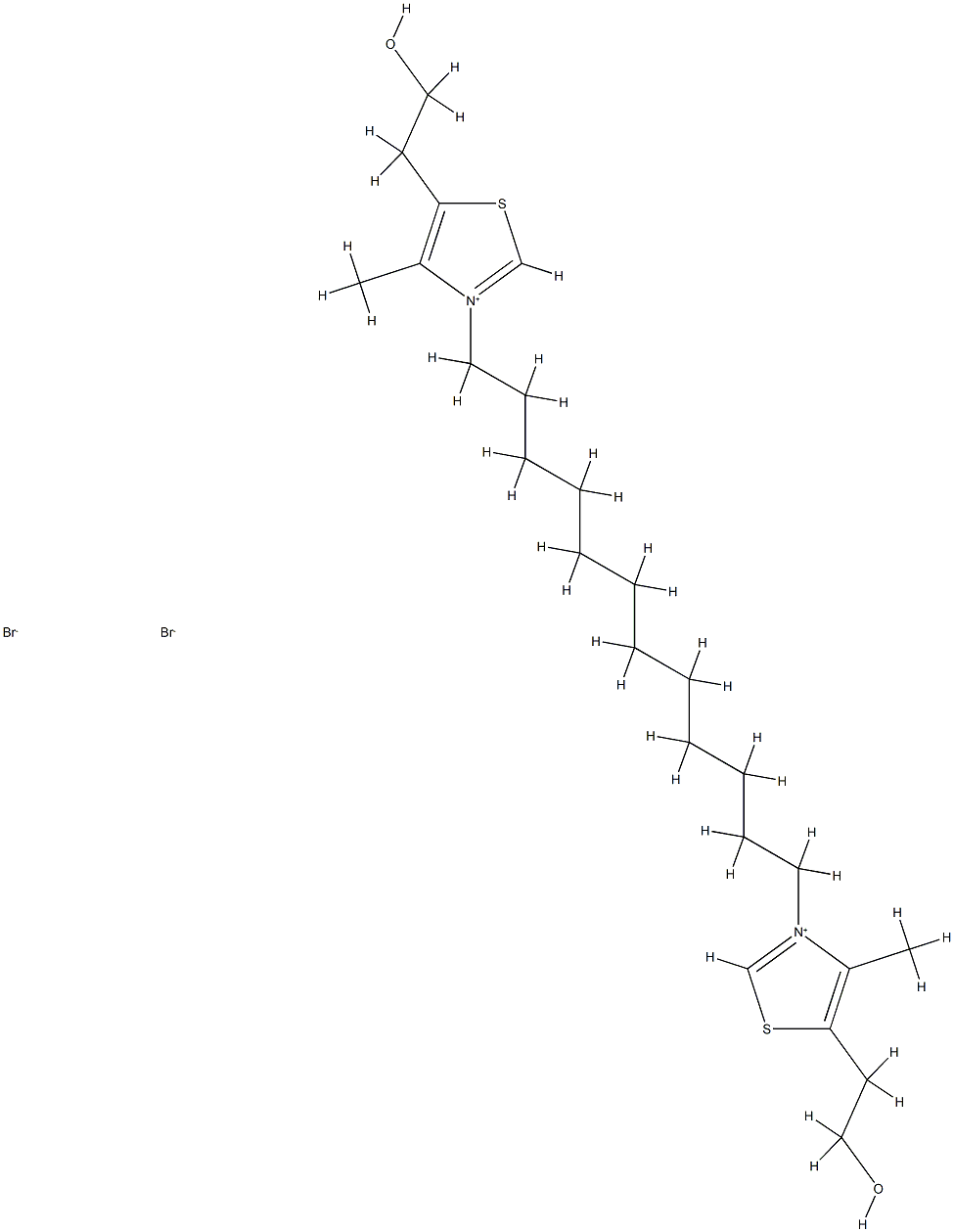 1,12-双[4-甲基-5-(2-羟基乙基)噻唑-3-基]十二烷二溴化物 结构式
