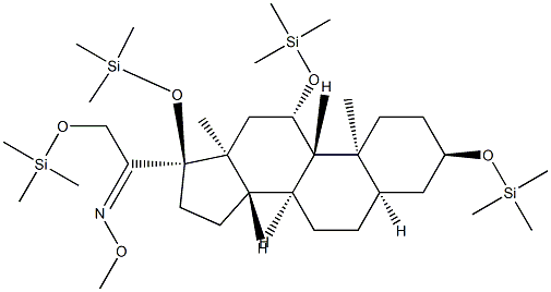 3α,11β,17,21-Tetrakis(trimethylsiloxy)-5β-pregnan-20-one O-methyl oxime 结构式