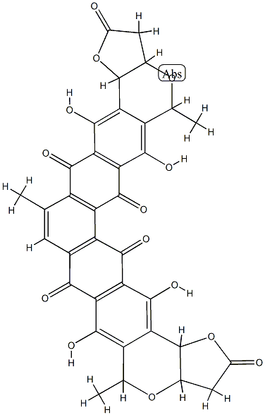 1,3a,10,11a,12,14a,19,20a-Octahydro-4,9,15,18-tetrahydroxy-6,10,19-trimethyl-2H,8H-difuro[3,2-b:3',2'-b']pentapheno[2,3-d:10,11-d']dipyran-2,5,8,13,16,17-hexone 结构式