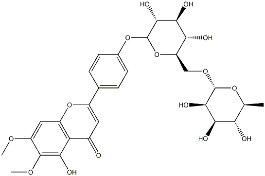 4'-[[6-O-(6-Deoxy-α-L-mannopyranosyl)-D-glucopyranosyl]oxy]-5-hydroxy-6,7-dimethoxyflavone 结构式