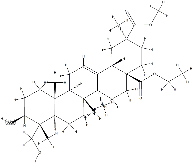 (3BETA,4ALPHA,20BETA)-3,23-二羟基-齐墩果-12-烯-28,29-二酸 28-乙基 29-甲基酯, 322405-91-4, 结构式