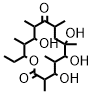 (3R)-3α,5α,7β,9β,11α,13β-ヘキサメチル-4β,6β,7,12β-テトラヒドロキシ-14β-エチル-1-オキサシクロテトラデカン-2,10-ジオン 化学構造式