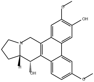 (12aS,13S)-3,7-ジメトキシ-6,13-ジヒドロキシ-9,10,11,12,12a,13-ヘキサヒドロ-9a-アザ-9aH-シクロペンタ[b]トリフェニレン 化学構造式