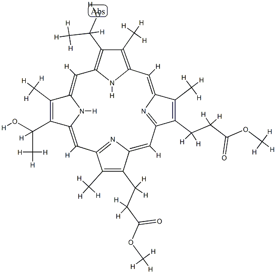 7,12-双(1-羟乙基)-3,8,13,17-四甲基-21H,23H-卟吩-2,18-二丙酸二甲酯, 32562-61-1, 结构式