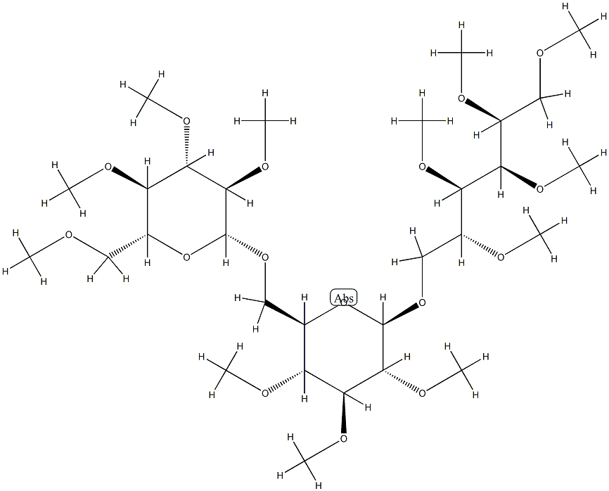 6-O-[6-O-(2-O,3-O,4-O,6-O-テトラメチル-β-D-グルコピラノシル)-2-O,3-O,4-O-トリメチル-β-D-グルコピラノシル]-1-O,2-O,3-O,4-O,5-O-ペンタメチル-D-グルシトール 化学構造式