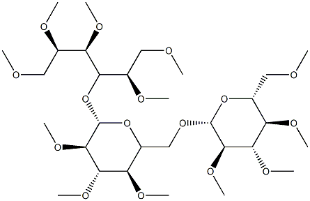 3-O-[6-O-(2-O,3-O,4-O,6-O-Tetramethyl-β-D-glucopyranosyl)-2-O,3-O,4-O-trimethyl-β-D-glucopyranosyl]-1-O,2-O,4-O,5-O,6-O-pentamethyl-D-glucitol Struktur