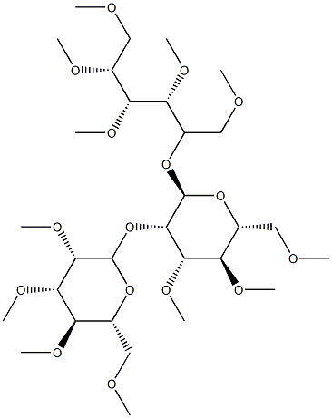 2-O-[2-O-(2-O,3-O,4-O,6-O-Tetramethyl-α-D-mannopyranosyl)-3-O,4-O,6-O-trimethyl-α-D-mannopyranosyl]-1-O,3-O,4-O,5-O,6-O-pentamethyl-D-mannitol 结构式