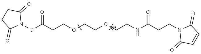 ALPHA-[2-[[3-(2,5-二氢-2,5-二氧代-1H-吡咯-1-基)-1-氧代丙基]氨基]乙基]-OMEGA-[3-[(2,5-二氧代-1-吡咯烷基)氧基]-3-氧代丙氧基]聚氧乙烯 结构式