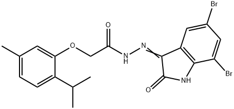 (E)-N-(5,7-dibromo-2-oxoindolin-3-ylidene)-2-(2-isopropyl-5-methylphenoxy)acetohydrazide Struktur