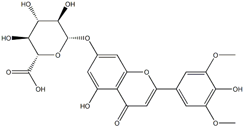 4',5-ジヒドロキシ-3',5'-ジメトキシフラボン-7-イルβ-D-グルコピラノシドウロン酸 化学構造式