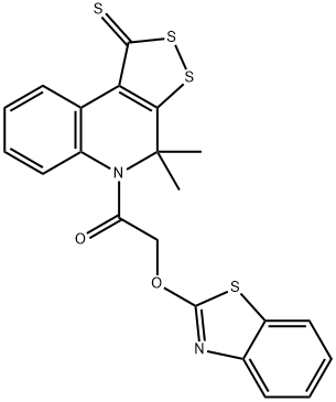 5-[(1,3-benzothiazol-2-yloxy)acetyl]-4,4-dimethyl-4,5-dihydro-1H-[1,2]dithiolo[3,4-c]quinoline-1-thione Struktur