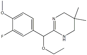 3,4,5,6-テトラヒドロ-5,5-ジメチル-2-(α-エトキシ-3-フルオロ-4-メトキシベンジル)ピリミジン 化学構造式