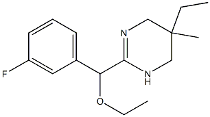 3,4,5,6-Tetrahydro-2-(α-ethoxy-3-fluorobenzyl)-5-ethyl-5-methylpyrimidine Struktur