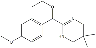 3,4,5,6-テトラヒドロ-5,5-ジメチル-2-(α-エトキシ-4-メトキシベンジル)ピリミジン 化学構造式