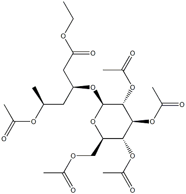 3-O-(2-O,3-O,4-O,6-O-Tetraacetyl-β-D-glucopyranosyl)-5-O-acetyl-2,4,6-trideoxy-L-erythro-hexonic acid ethyl ester Struktur