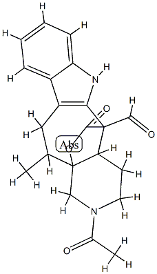 2-Acetyl-2,3,4,4a,11,12-hexahydro-12-methyl-14-oxo-1H-12a,5-(epoxymethano)pyrido[3',4':5,6]cyclohept[1,2-b]indole-5(6H)-carbaldehyde Struktur