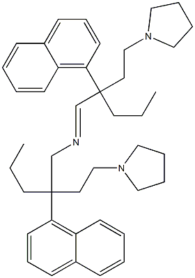 N-[2-(1-Naphtyl)-2-(2-pyrrolizinoethyl)pentyl]-2-(1-naphtyl)-2-(2-pyrrolizinoethyl)-1-pentanimine Struktur