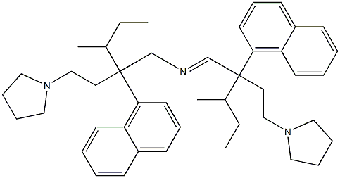 N-[3-Methyl-2-(1-naphtyl)-2-(2-pyrrolizinoethyl)pentyl]-3-methyl-2-(1-naphtyl)-2-(2-pyrrolizinoethyl)-1-pentanimine Struktur