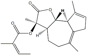 (Z)-2-Methyl-2-butenoic acid (3R)-2,3,3aβ,4,5,7,9aβ,9bα-octahydro-3,6,9-trimethyl-2-oxoazuleno[4,5-b]furan-3α-yl ester 结构式