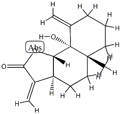 (3aS)-3aβ,4,5,5a,6,7,8,9,9a,9bα-Decahydro-9aβ-hydroxy-5aα-methyl-3,9-bis(methylene)naphtho[1,2-b]furan-2(3H)-one Structure