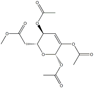 1-O,2-O,4-O,6-O-テトラアセチル-3-デオキシ-β-D-erythro-2-ヘキセノピラノース 化学構造式