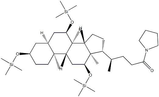 24-Oxo-24-pyrrolizino-3α,7α,12α-tris(trimethylsiloxy)-5β-cholane Struktur