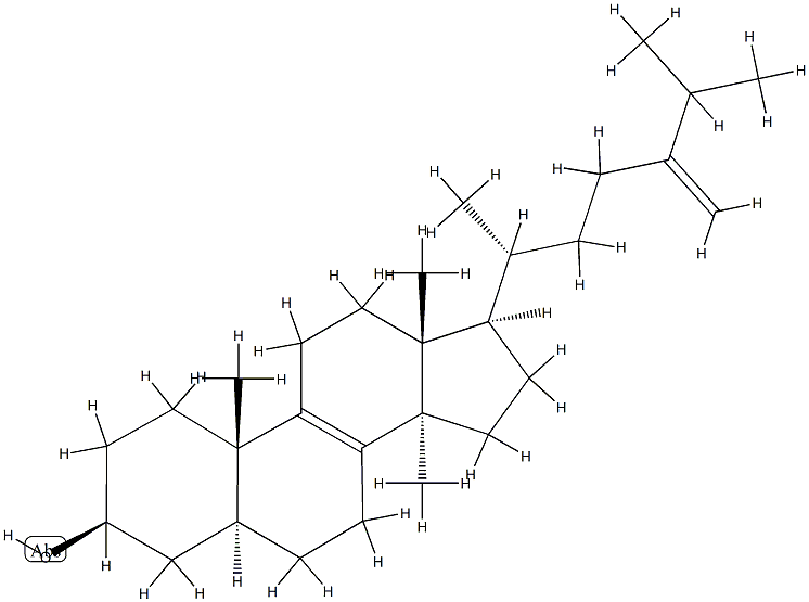 14-メチル-5α-エルゴスタ-8,24(28)-ジエン-3β-オール 化学構造式