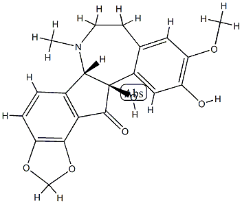 (+)-6,7,8,12b-テトラヒドロ-11,12b-ジヒドロキシ-10-メトキシ-6-メチル-1,3-ジオキソロ[4,5]インデノ[2,1-a][3]ベンゾアゼピン-13(5bH)-オン 化学構造式