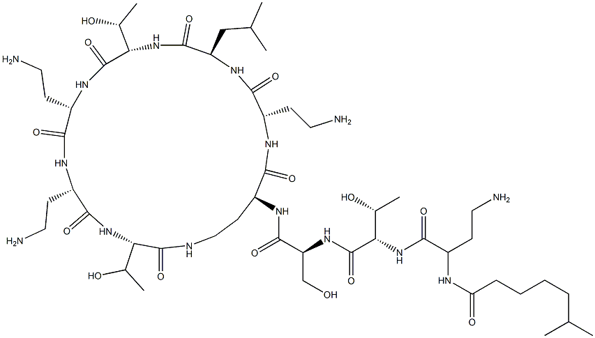 N2-(6-Methylheptanoyl-L-A2bu-L-Thr-D-Ser-)cyclo(L-A2bu*-L-A2bu-D-Leu-L-Thr-L-A2bu-L-A2bu-L-Thr-) Structure