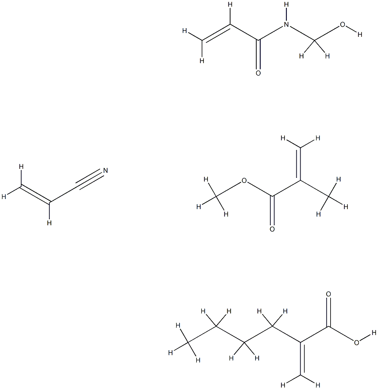 2-Propenoic acid, 2-methyl-, methyl ester, polymer with butyl 2-propenoate, N-(hydroxymethyl)-2-propenamide and 2-propenenitrile Butyl 2-propenoate, polymer with N-(hydroxymethyl)-2-propenamide, methyl 2-methyl-2-propenoate and propenenitrile Structure