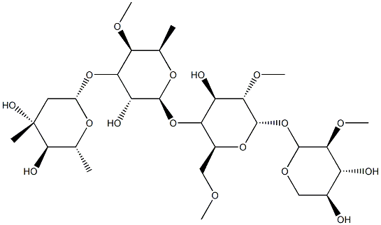 [2-O-Methyl-α-L-lyxopyranosyl]4-O-[6-deoxy-3-O-(3-methyl-2,6-dideoxy-β-D-arabino-hexopyranosyl)-4-O-methyl-β-D-galactopyranosyl]-2-O,6-O-dimethyl-β-D-mannopyranoside|