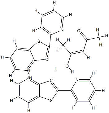 双(2-(2'-苯并噻吩基)吡啶-N,C3')(乙酰丙酮)合铱,343978-79-0,结构式