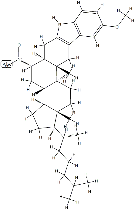5'-メトキシ-6α-ニトロ-1'H-5α-コレスタ-2-エノ[3,2-b]インドール 化学構造式