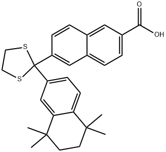 6-[2-(5,6,7,8-Tetrahydro-5,5,8,8-tetramethyl-2-naphthalenyl)-1,3-dithiolan-2-yl]-2-naphthalenecarboxylicacid Structure