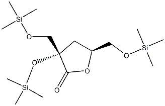 2-O,5-O-Bis(trimethylsilyl)-2-C-[[(trimethylsilyl)oxy]methyl]-3-deoxy-D-erythro-pentonic acid γ-lactone 结构式