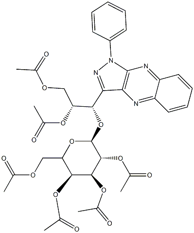 [(1S,2R)-2,3-Bis(acetyloxy)-1-[1-phenyl-1H-pyrazolo[3,4-b]quinoxalin-3-yl]propyl]β-D-galactopyranoside 2,3,4,6-tetraacetate 结构式