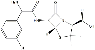 6α-[[アミノ(3-クロロフェニル)アセチル]アミノ]ペニシラン酸 化学構造式
