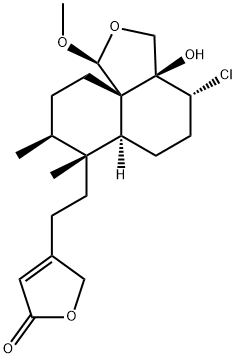 4-[2-[(1S,6aα,10aS)-4α-Chlorodecahydro-3aβ-hydroxy-1β-methoxy-7,8β-dimethylnaphtho[1,8a-c]furan-7α-yl]ethyl]furan-2(5H)-one Structure