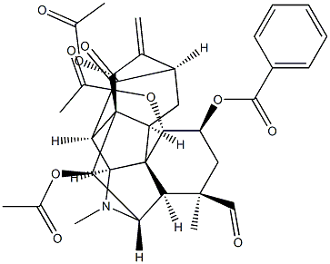 1β,11α,15β-トリアセトキシ-2α-ベンゾイルオキシ-21-メチル-13-オキソ-19,21-セコヘチサン-19-アール 化学構造式