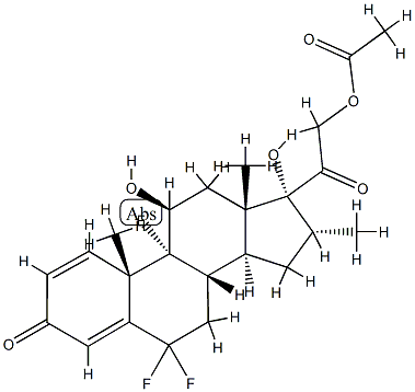 21-Acetoxy-6,6,9-trifluoro-11β,17-dihydroxy-16α-methylpregna-1,4-diene-3,20-dione 结构式